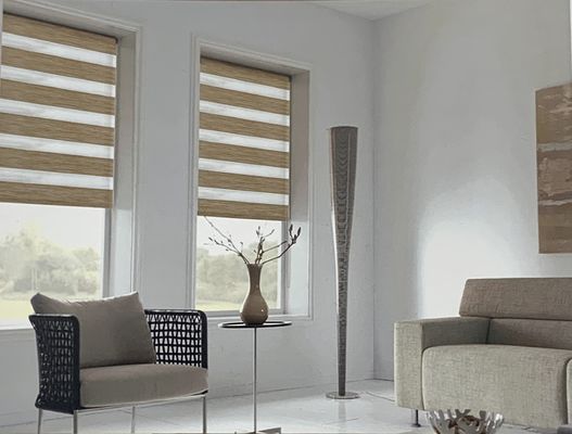 二重層のシマウマの柔らかいガーゼの停電のカーテンのオフィスの浴室工学日よけおよび日焼け止め